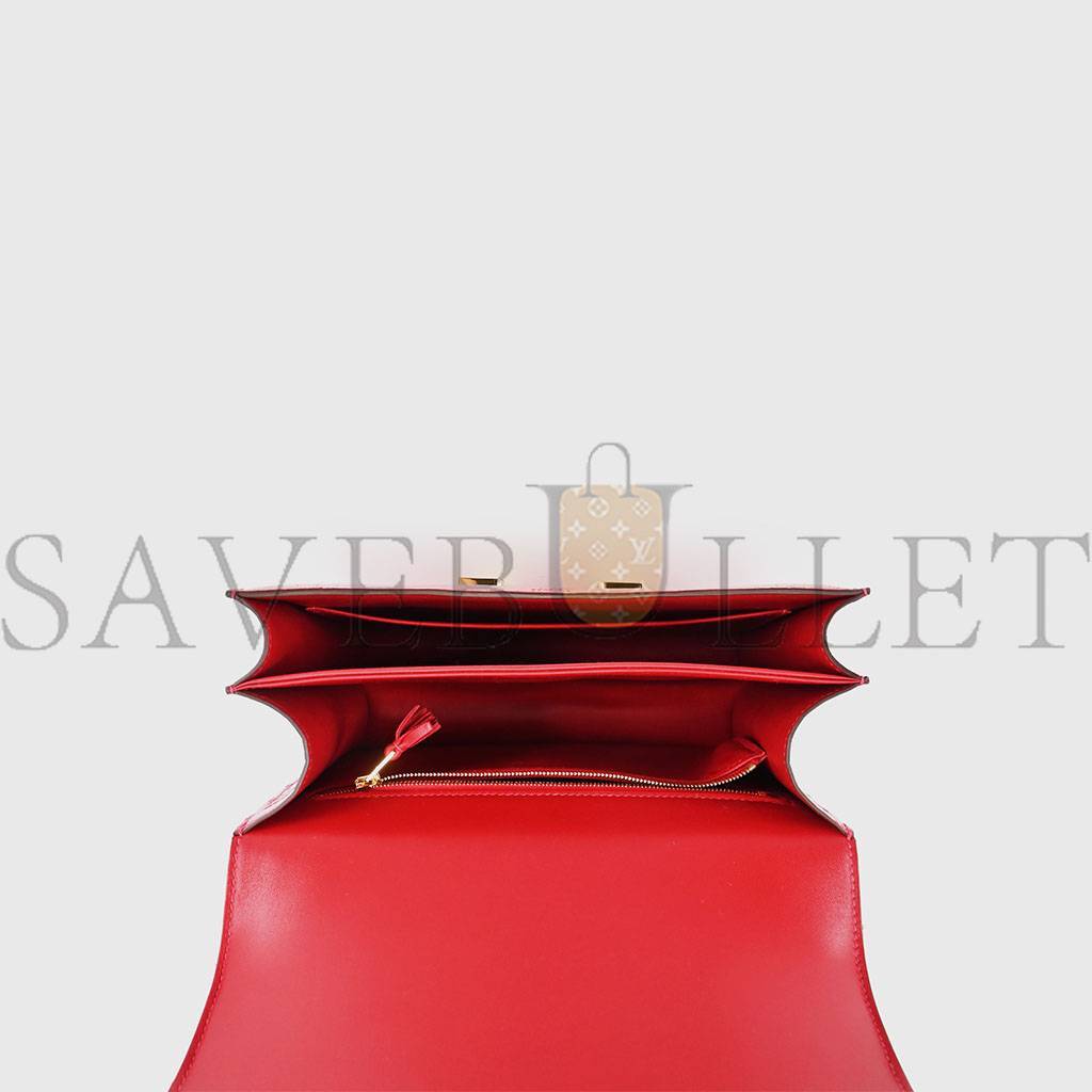 H**mes constance 18 shiny crocodile leather crossbody bag-braise gold hardware (19*18*13.5cm)